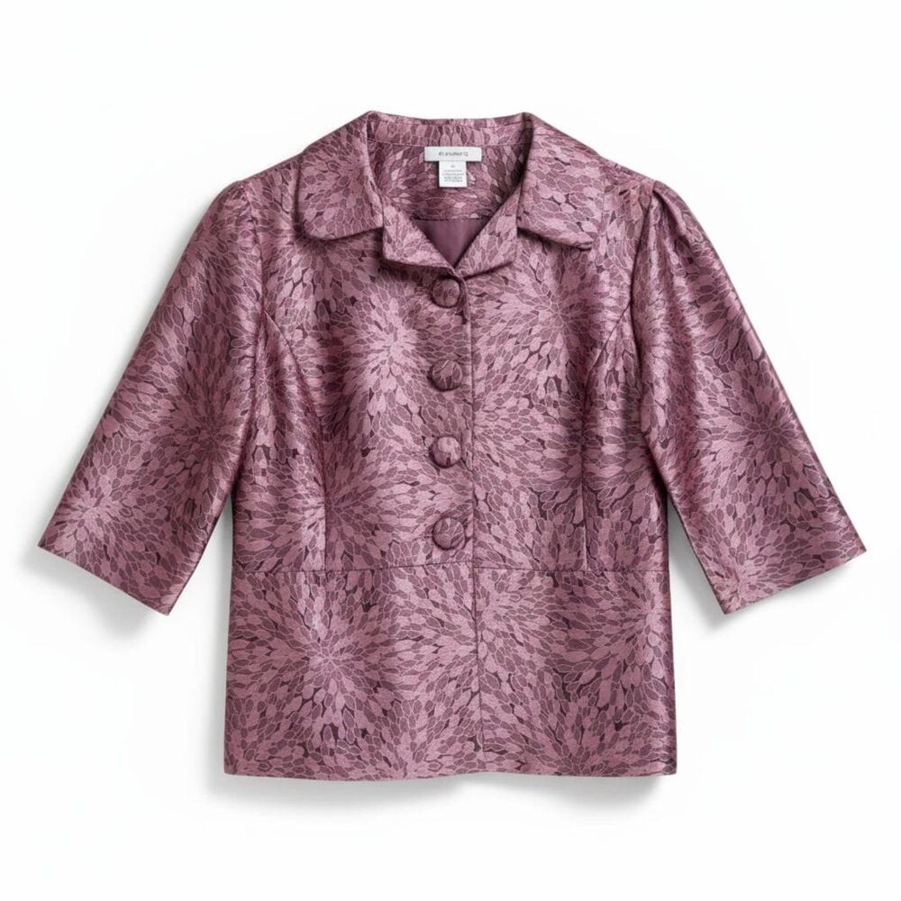 VTG 90s Dressbarn Pink Metallic Teardrop Jacquard Dress Jacket Blazer Sz S - Picture 7 of 9